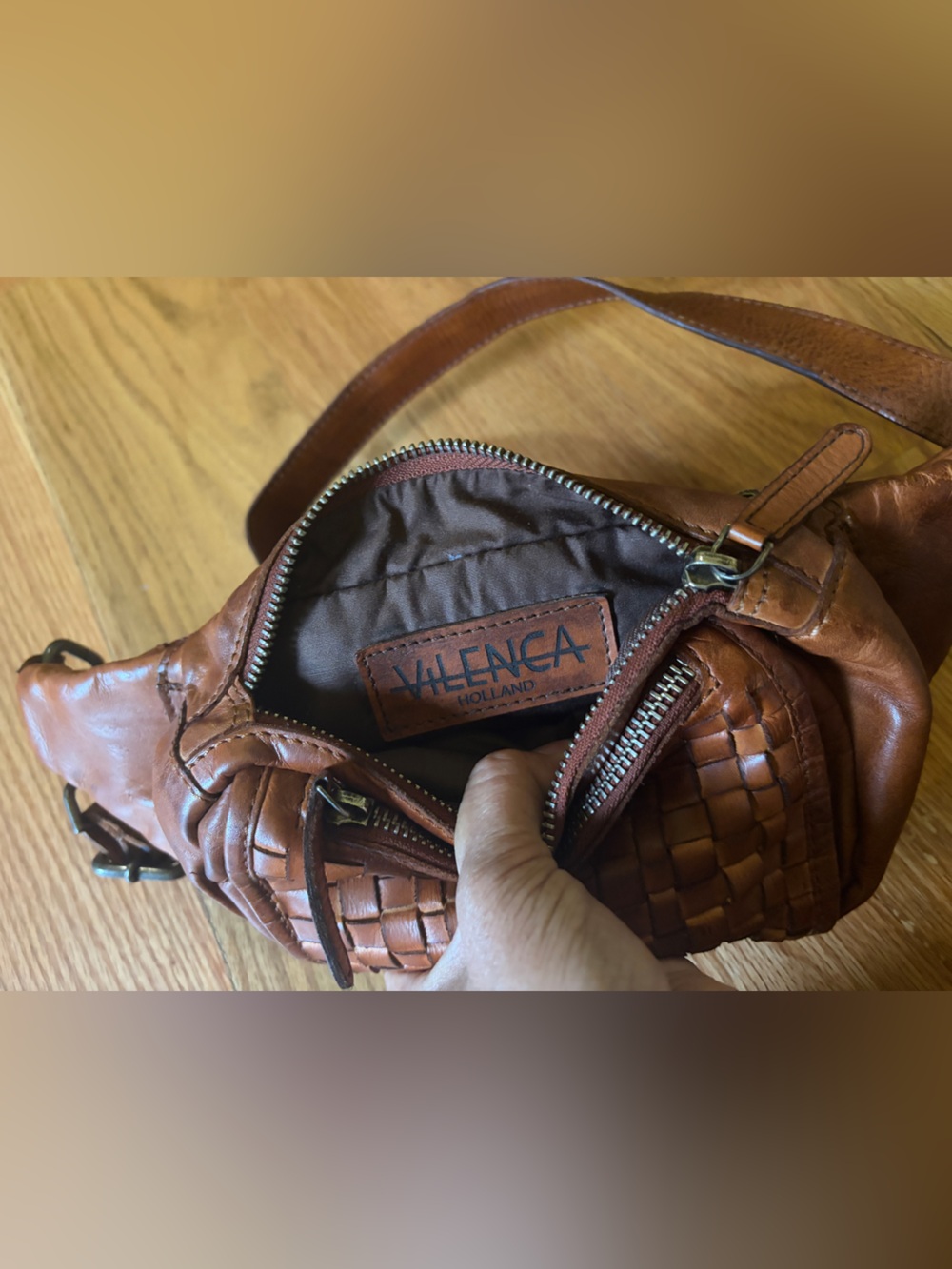 Woven Leather Crossbody Belt Bag - Brown - Picture 4 of 4